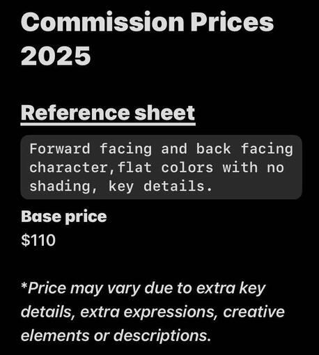 Reference sheet price